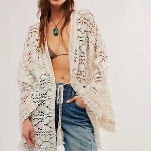 Free People White Jacket/Kimono/Duster Size OS EUC